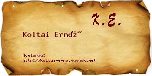 Koltai Ernő névjegykártya